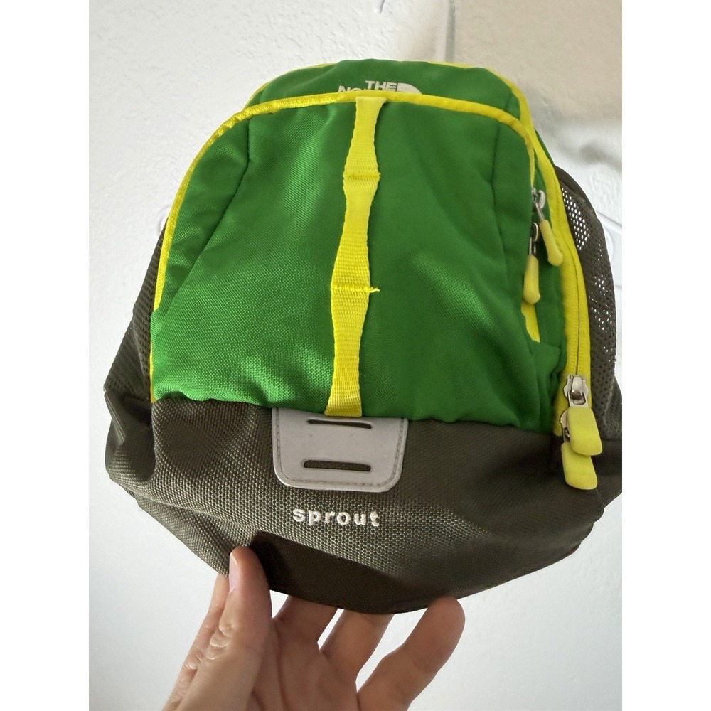 North Face Sprout Mini Backpack Green School Hike Travel Straps Pouch Zip - Picture 3 of 10